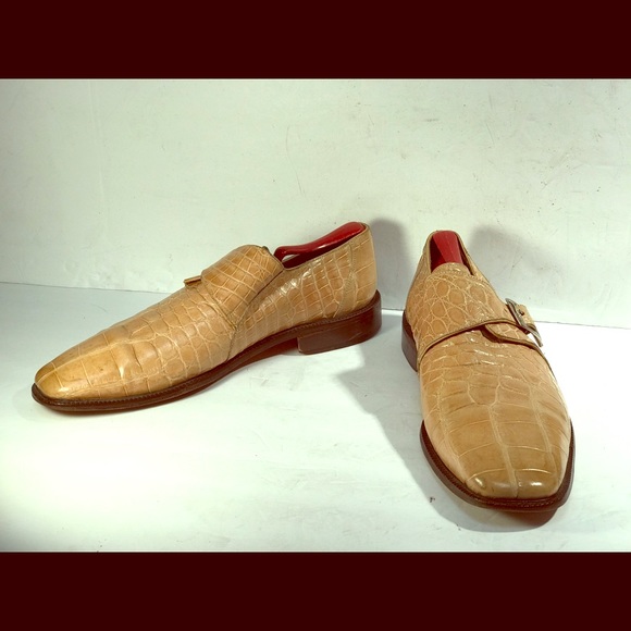BELVEDERE GENUINE BIG BLOCK CROC BUCKLED LOAFERS